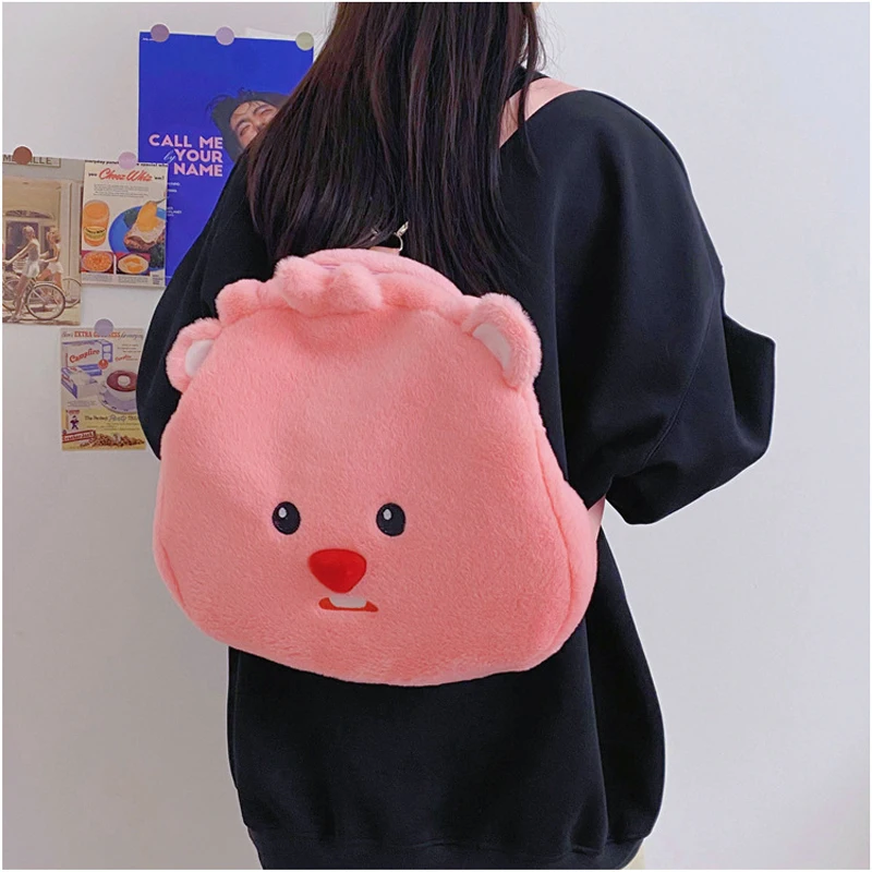 Kawaii Loopy Bag Cute Soft Villus Plush Handbag Lovely Cartoon Large Capacity Children Student Books Storage Pack