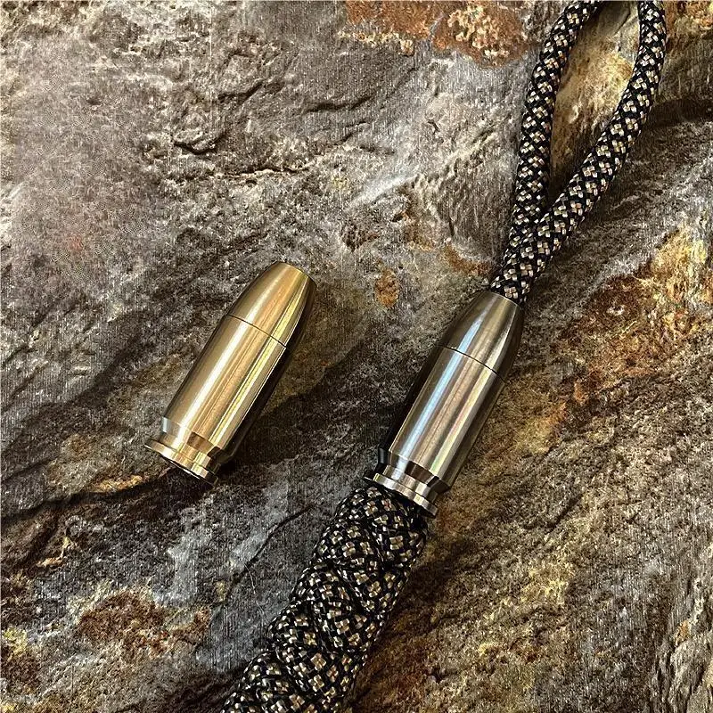 1PC EDC Brass Titanium Alloy Bullet Head Knife Beads Paracord Umbrella Rope Cord Outdoor EDC Pendant