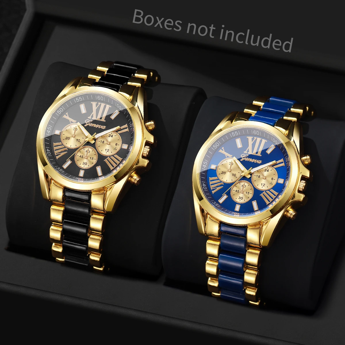 2PCS Luxury Men Business Watches Set Fashion Three Eyes Roma Dial Quartz Wristwatch Reloj Hombre (Without Box)