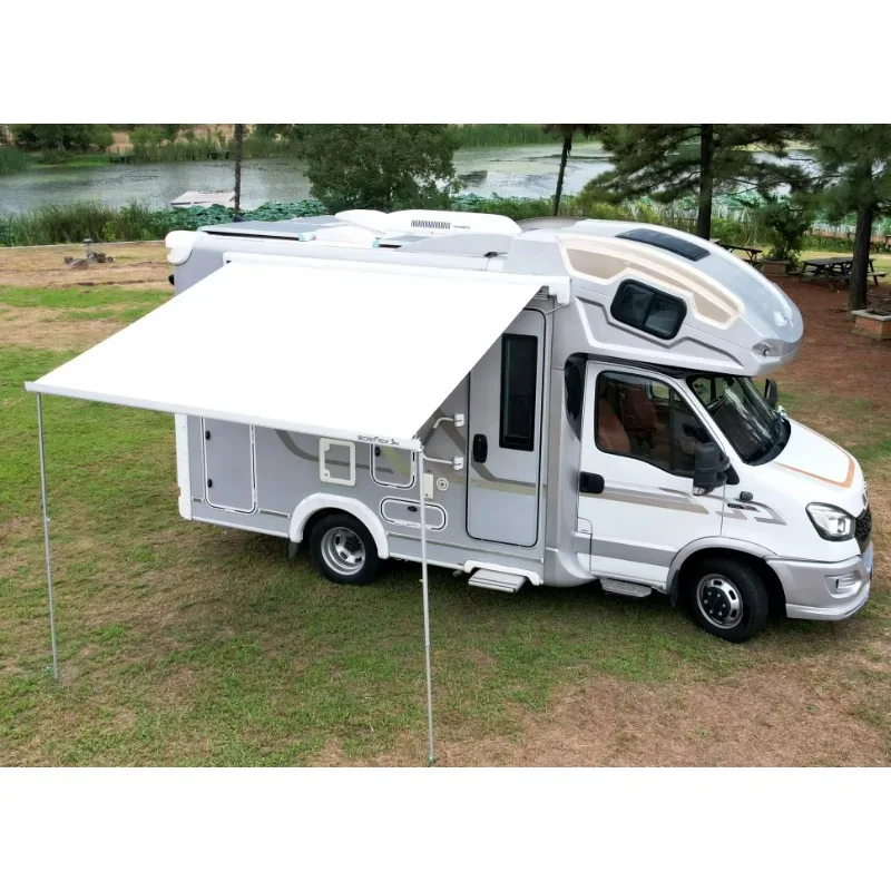 12V Motorized Trailer Shade 300x250cm, UV Protection Canopy, Aluminum Alloy Stand, For Camper Van Touring, Outside Accessories