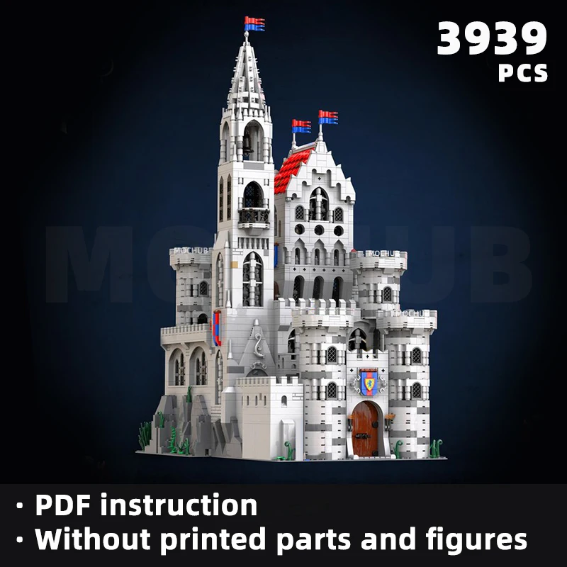 

majestic fantasy king's castle bricks medieval gothic architecture diorama blocks knight stronghold moc building unique display