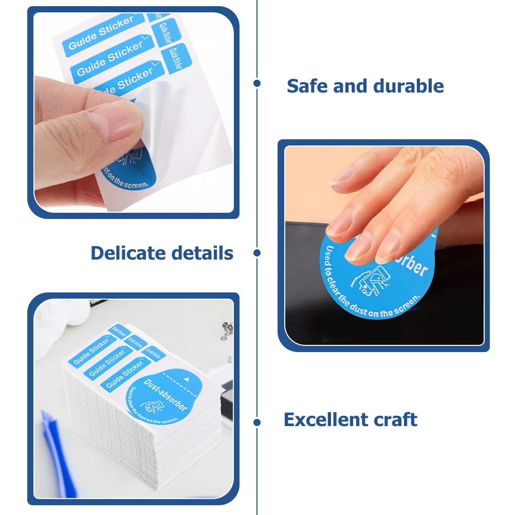 

200 шт., пылепоглотитель для мобильного телефона, ЖК-экран, наклейки для портативной пленки для телефона, инструмент для наклеивания пыли, направляющие наклейки для удаления пыли