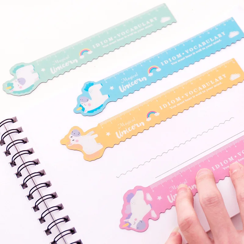 1pcs Cute Cartoon Unicorn Soft Straight Ruler 15cm Bendable Magnetic Ruler Student Measuring Drawing Stationery School Supplies