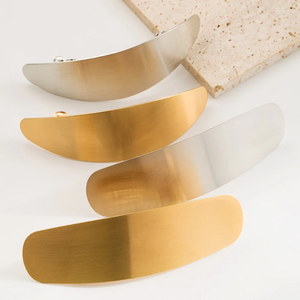 Europe and the United States hot-selling hair accessories women's metal hairpin smooth brushed spring clip simple geometric temp