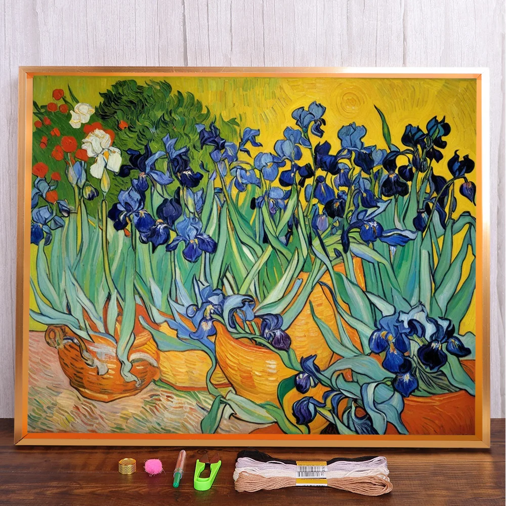 

Flowers Iris Printed Fabric Cross Stitch Patterns Embroidery Handiwork Craft Needlework Handicraft Sales Promotions For Adults