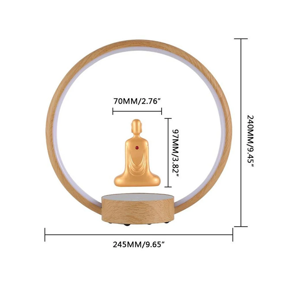 Imagem -06 - Levitação Magnética Banhado a Ouro Faceless Buddha Auto Rotação Led Luminous Ring Smart Lamp Zen Meditação Buda Estátua Ornamento