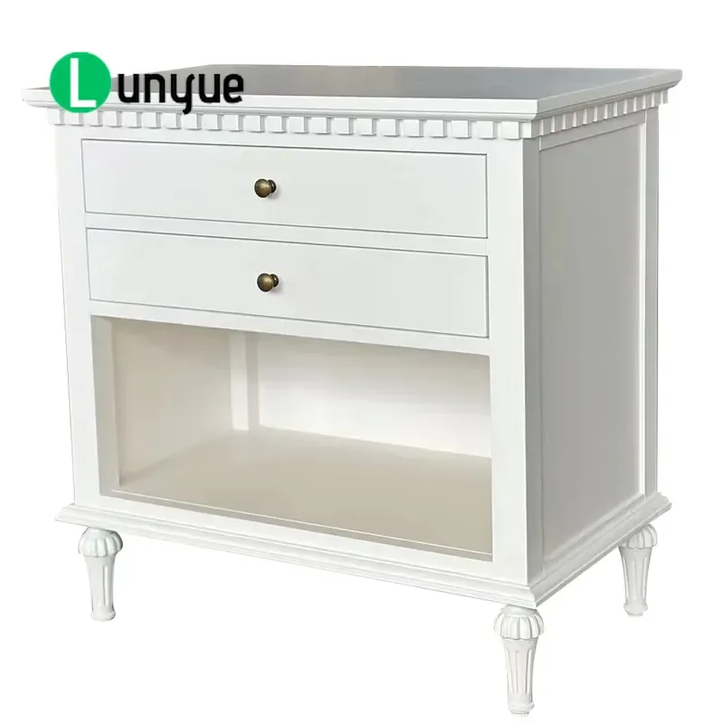Hampton Traditional Vintage Farmhouse White Solid Birch Bedside Table with Drawer for Bedroom Living Room Home Decor Storage