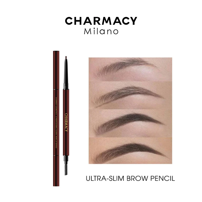 CHARMACY-lápiz triangular ultrafino para cejas, maquillaje de larga duración, resistente al agua, negro y marrón, 6 colores