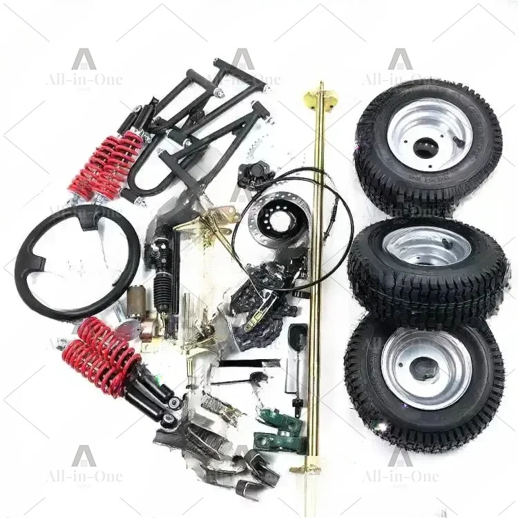 Self-made Off-road Four-wheel Go-kart Parts: Front Steering, Rear Axle, Rear Axle Assembly, Front and Rear Disc Brakes