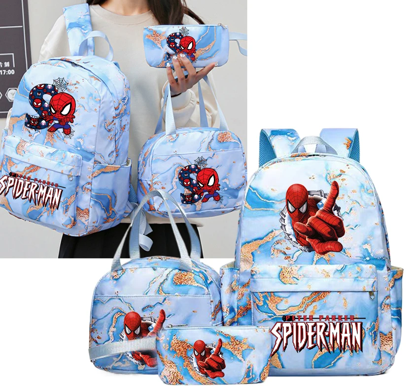 

3Pcs/set Spiderman Letter Backpack for Girls Boys Student Teenager Children Rucksack Kids Gift Women Casual School Bag