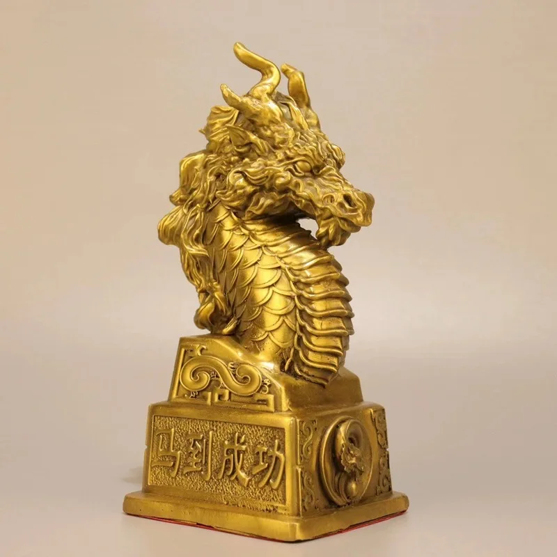 Brass - Ornament: -Horse Symbolizing Success, All-Copper Dragon Totem Decoration for Home and Company, Year-End