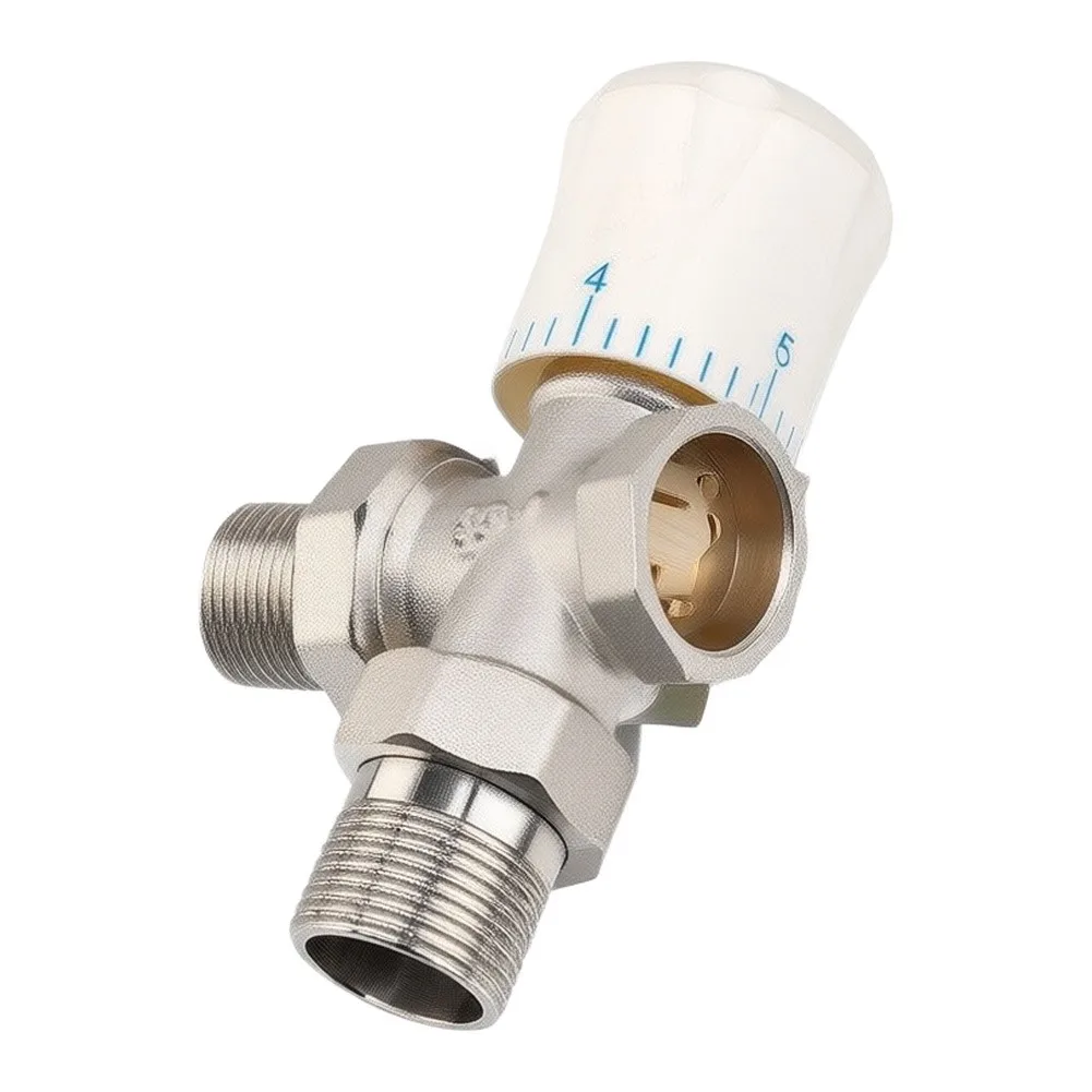 1pc Manual Copper Thermostatic Radiator Valve Three-way Temperature Control Valve For Residential Heating Air Conditioning