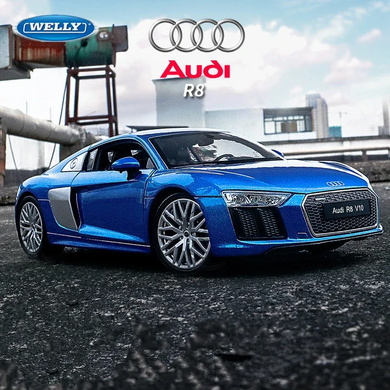 WELLY 1:24 2016 Audi R8 V10 Hohe Simulation Legierung Sportwagen Diecast Metall Modell Spielzeug Rennfahrzeug Auto Sammlung Geschenk Kinder