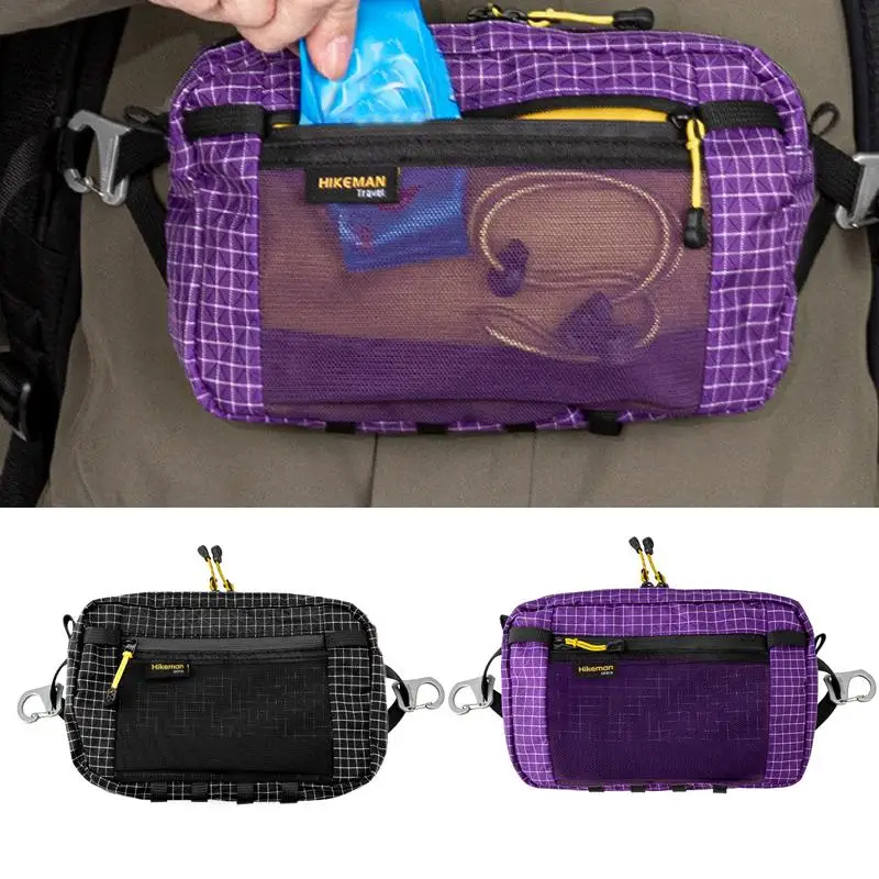 حزمة خصر شبكية من النايلون وجيب للهاتف وحزام سريع الضبط مقاوم للماء وجيب متعدد لركوب الدراجات والجري والمشي لمسافات طويلة والتخييم