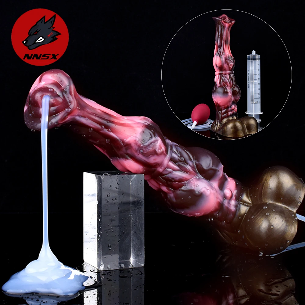 NNSX Squirting Animal Horse Ejaculating Dildo with Suction Cup Vaginal Massager G-Spot Stimulator Anal Sex Toy for Men Women