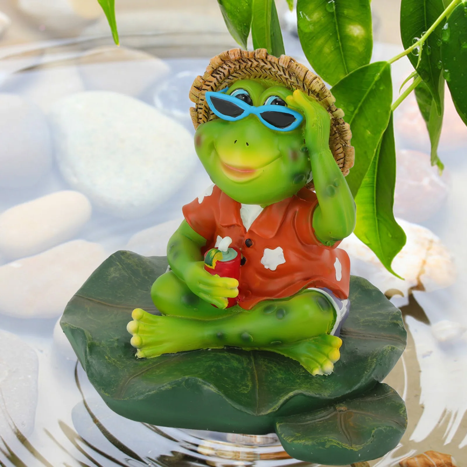 Floating Frog Statue Cute Resin Frog Sculpture Garden Ornament For Outdoor Pond Decoration