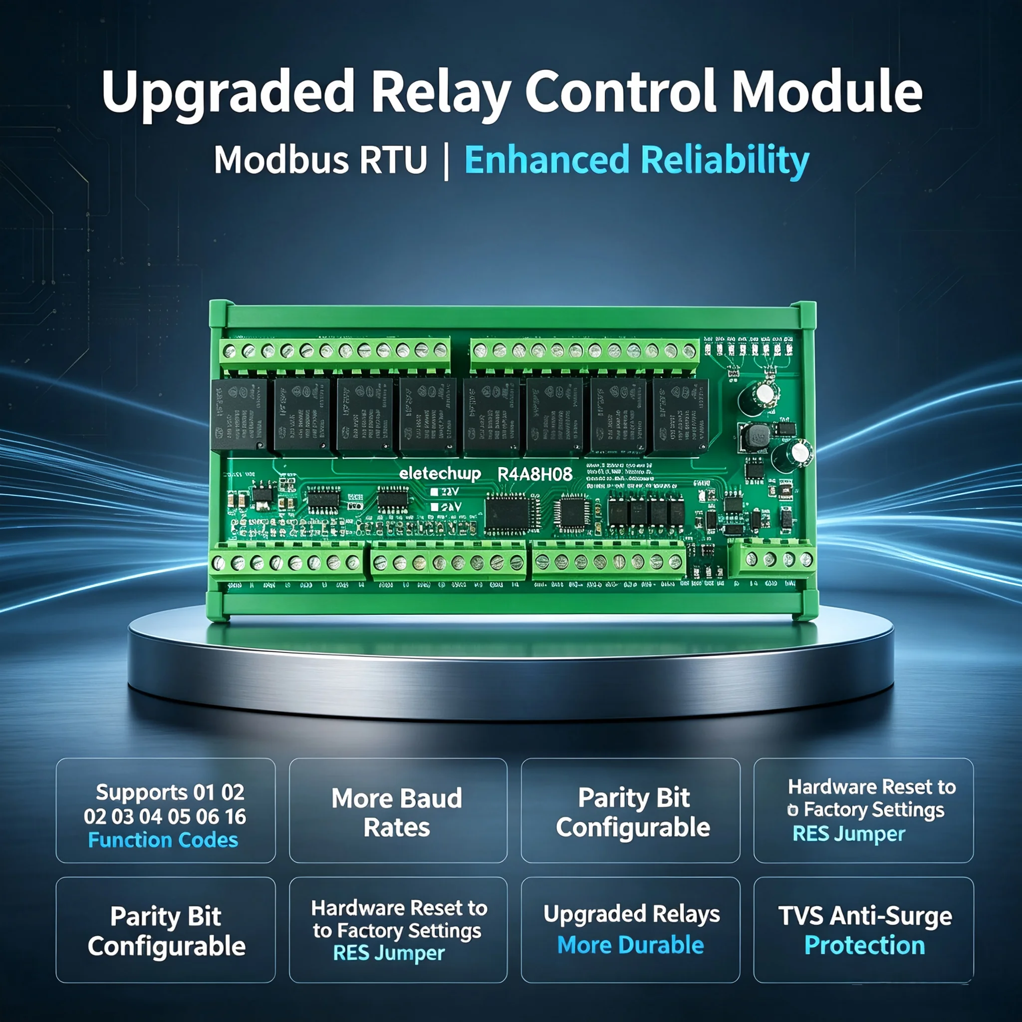 8DO 4DI 8AI RS485 Modbus RTU PLC IO Expansion Module for Industrial Automation 4-20mA 0-10V Current Voltage Input