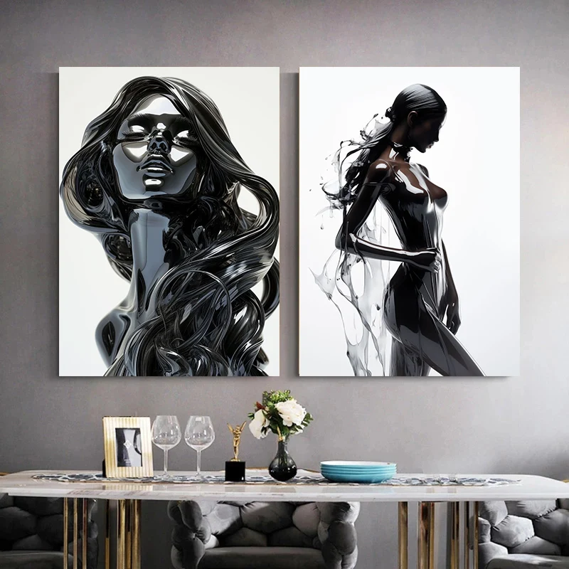 Dark Sexy Descendants Girl Gothic Visual Canvas Painting Art Poster and Print Home Living Room Frameless Painting Decoration