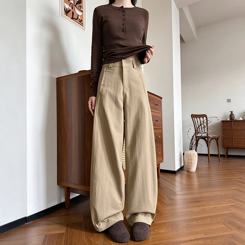 Women's Pants Fashion High Waist Wide Leg Pants for Women Casual Curved Trousers Female Straight Pants Office Ladies Suit Pants
