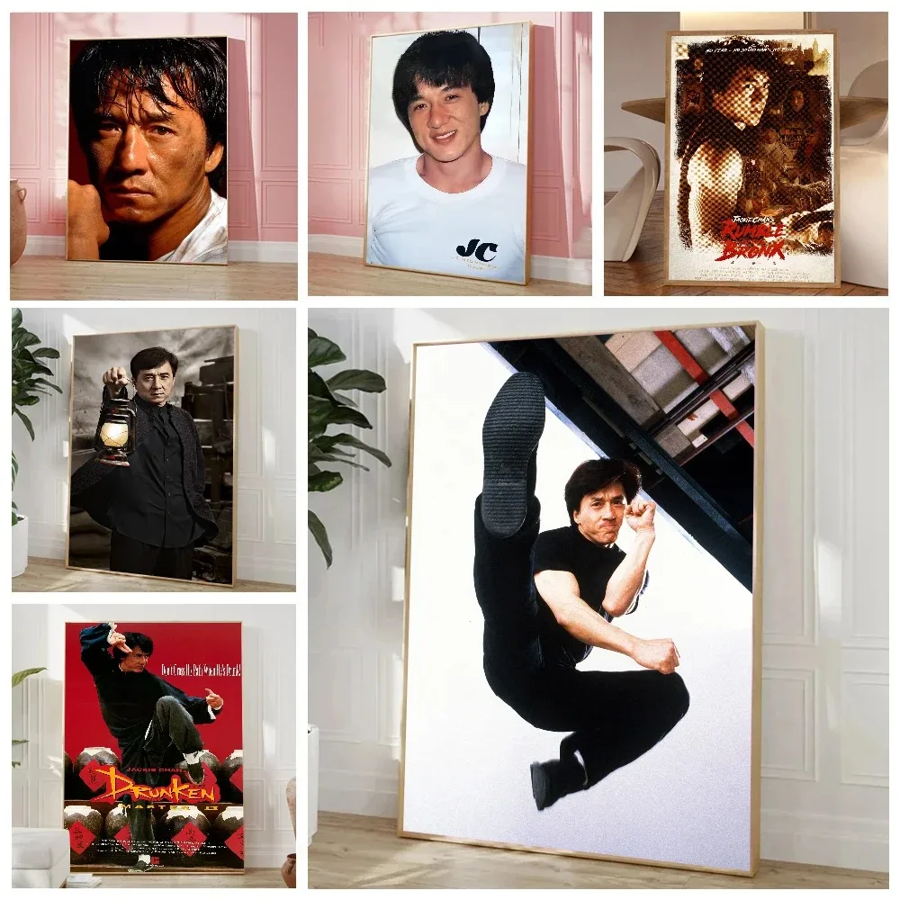 Kung Fu Martial Arts Movie Star Jackie Chan Poster Living Room Bedroom Entrance Cafe Wall Art Canvas Painting