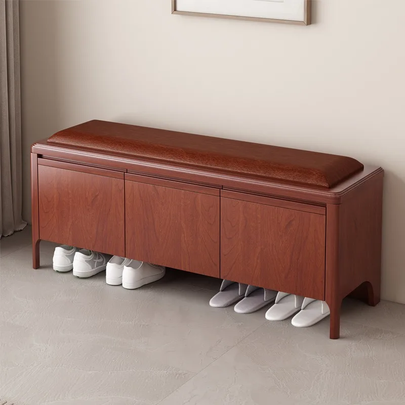New Chinese-style solid wood shoe changing stool can be sat at the door of the home, shoe cabinet, stool integrated entrance, sh