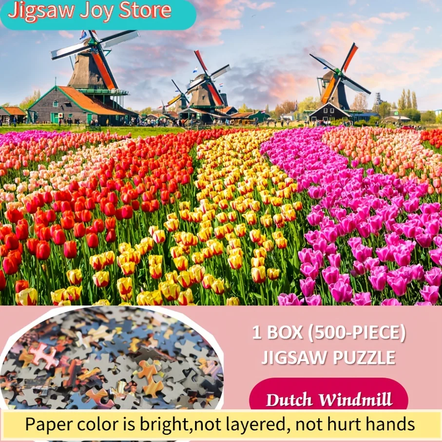 

Набор из 500 бумажных пазлов с дизайном «Голландская ветряная мельница», идеально подходящий для взрослых. Идеально подходит для встреч и торжеств с семьей