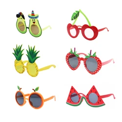 6 PCS Funny Luau  Party glasses Novelty tropical floral fruit shaped party glasses mask, Funny Photo Booth Props for Summer Them