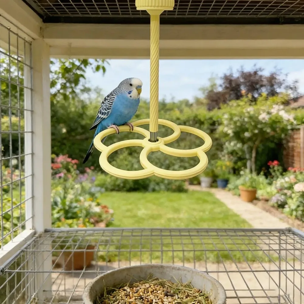 Treat Dispenser Rotating Windmill Cage Toy Parrot Entertainment Mental Stimulation Interactive Parrot Toy Bird Cage Perch