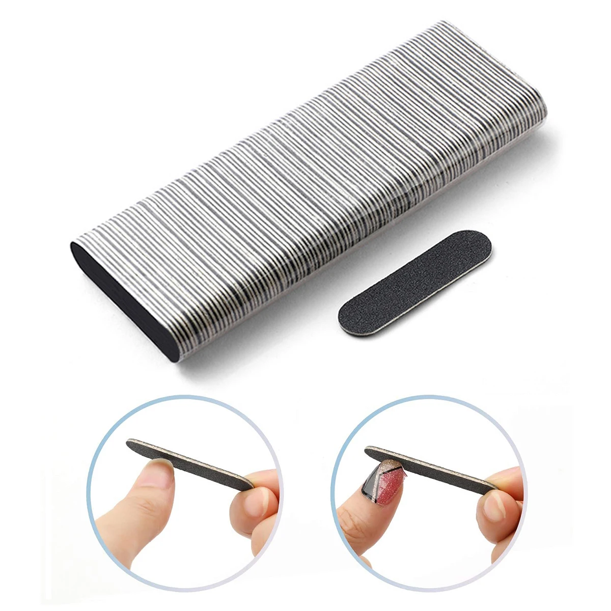 49/98 Pcs Disposable Double-Sided Black Nail Buffer File DIY Mini Nail Files - Double Sided Emery Boards for Manicure Pedicure