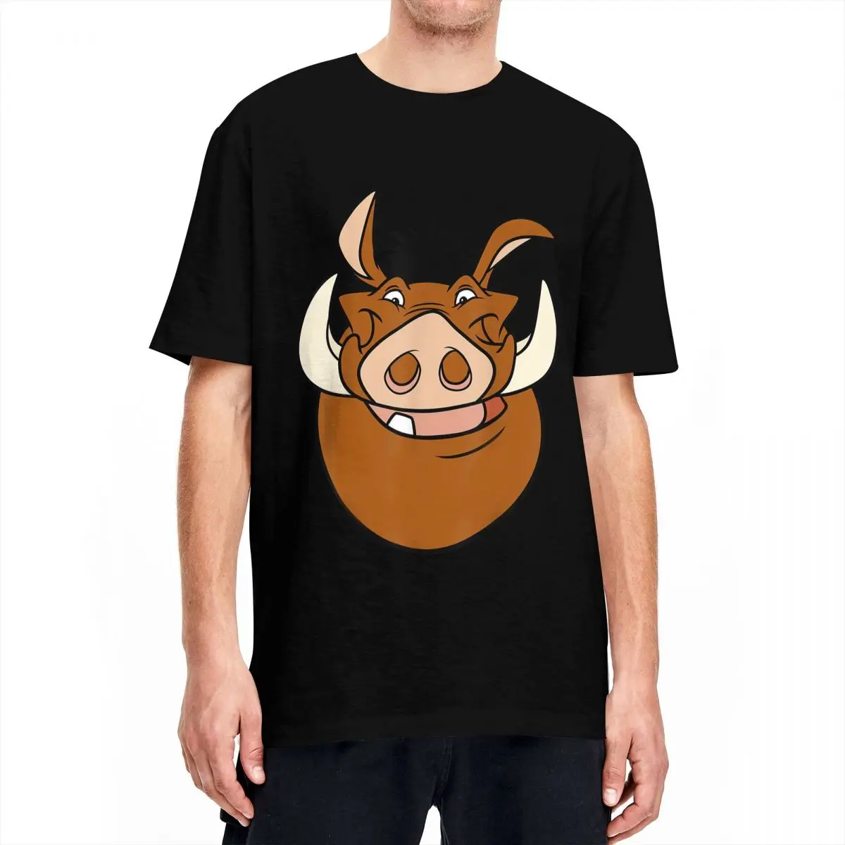 The Lion King T-Shirts Men Women Pumbaa Large Face Novelty 100% Cotton Tee Shirt Round Neck Short Sleeve T Shirts Printed Tops