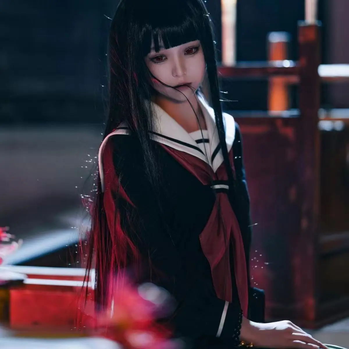 

Hell Girl Ai Enma Cosplay Outfit Classic Sailor School Uniform WIG