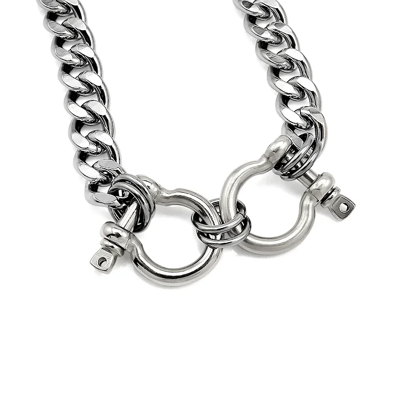 Collane con chiusura a vachette a maglie grandi in acciaio inossidabile 316L Moda Collana con clavicola a catena cubana Gioielli Regali y2k Catene semplici