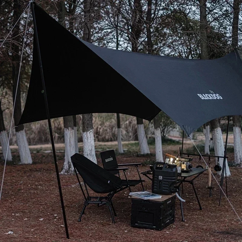 BlackDog 5x5.7m Camping Awning Waterproof Tarp UPF50+ Tent Shade Canopy Sunshade Outdoor Tourist Beach Sun Shelter With Rods