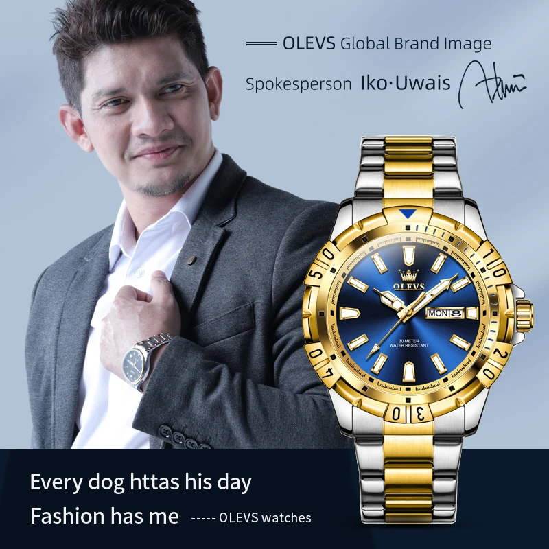 OLEVS New Fashion Original Quartz Watch For Men 42mm Big Dial Stainless Steel Luxury Man Watches Waterproof Hand Clock 5560