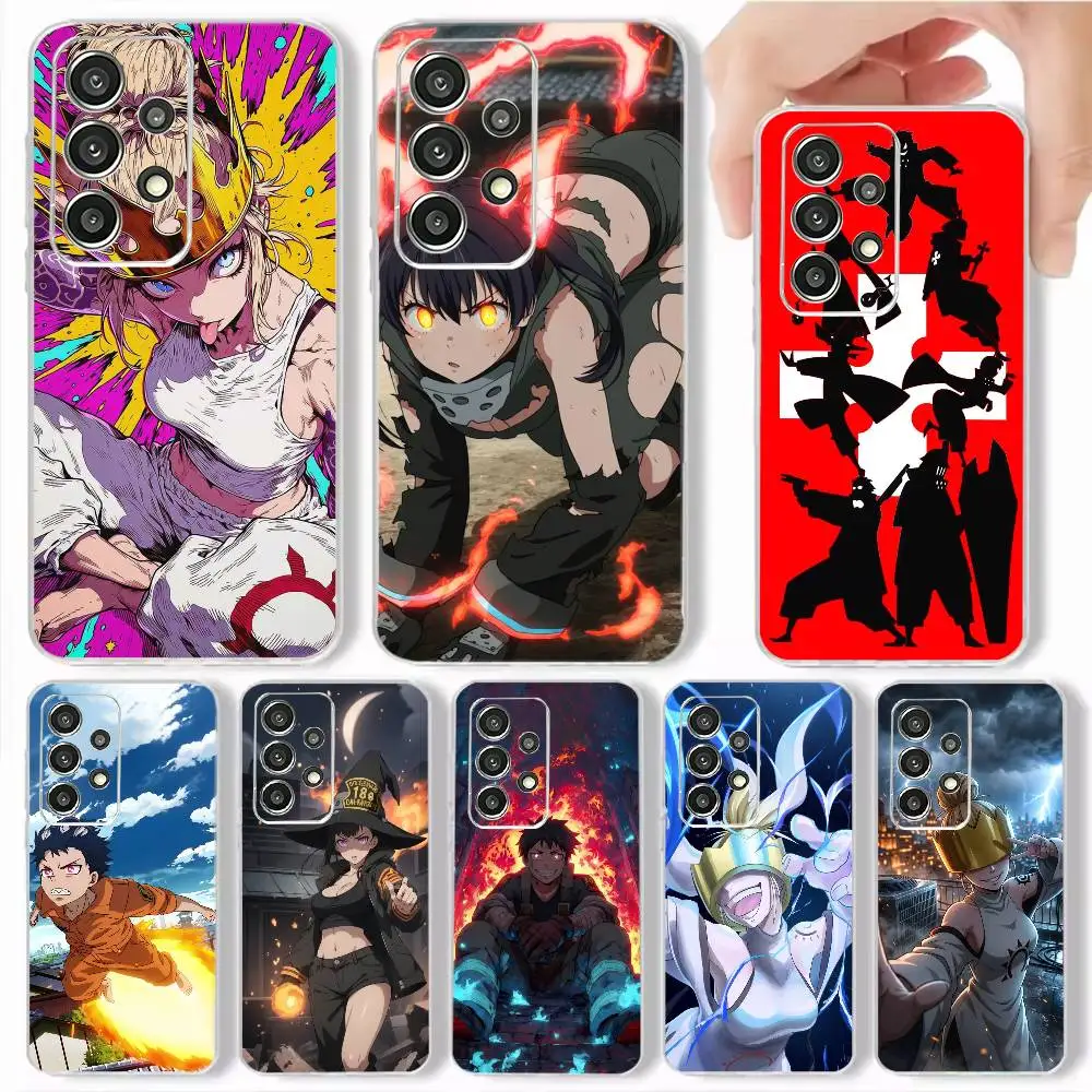 funny anime team F-Fire Force Phone Case Soft Transparent Case For Samsung S25,S24,S21,S23,S22,S30,Plus,S20,Ultra