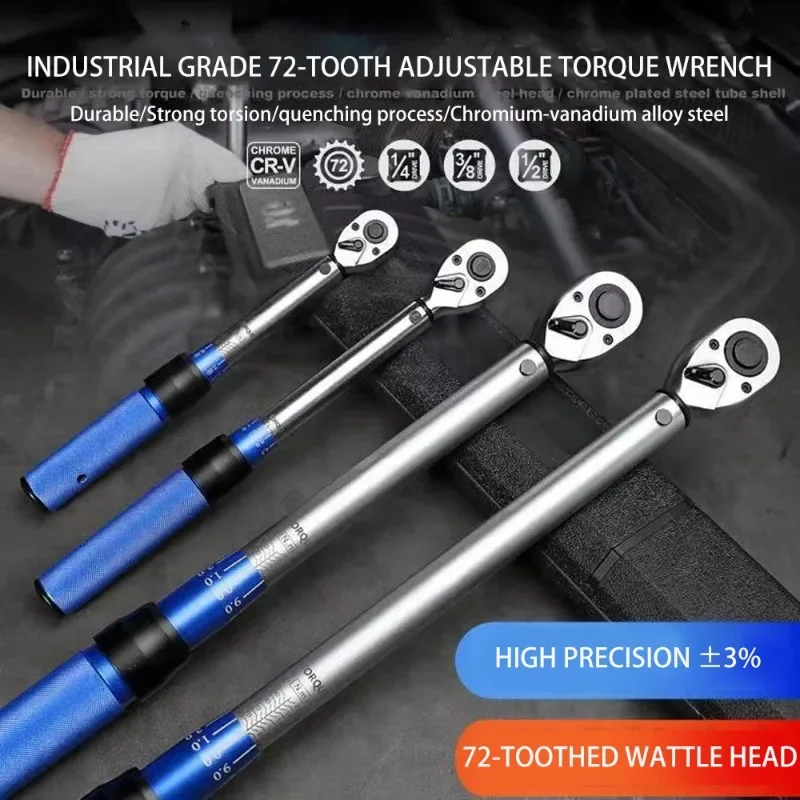 3/8 Inch 5-60N.m Torque Wrench Square Drive Torque Wrench ±3% High Precision Torque Wrench Professional Bicycle Car Hand Tool