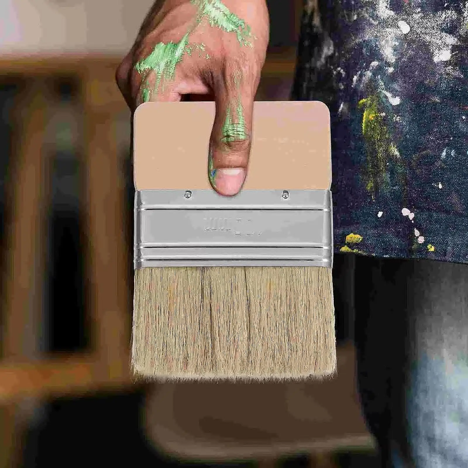 Paint Brush Flat Edge Brush Professional, Practical, Multifunctional, Wooden Handle Stain Brush for Dusting Furniture Wall