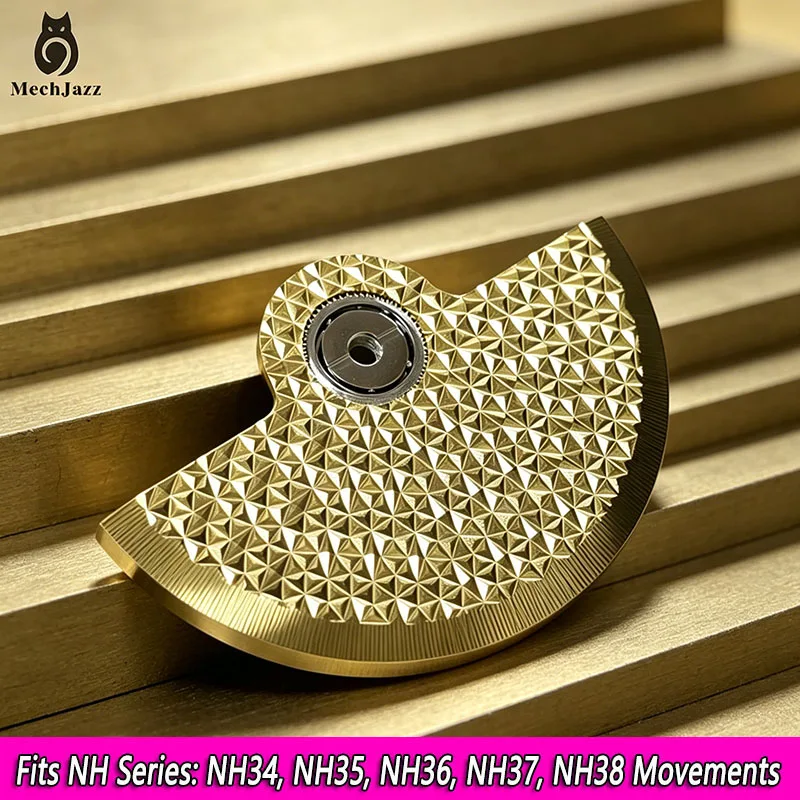 MechJazz CNC Engraved Starburst Rotor Compatible with NH Series Movement, Watch Oscillating Weight for Watch Modification