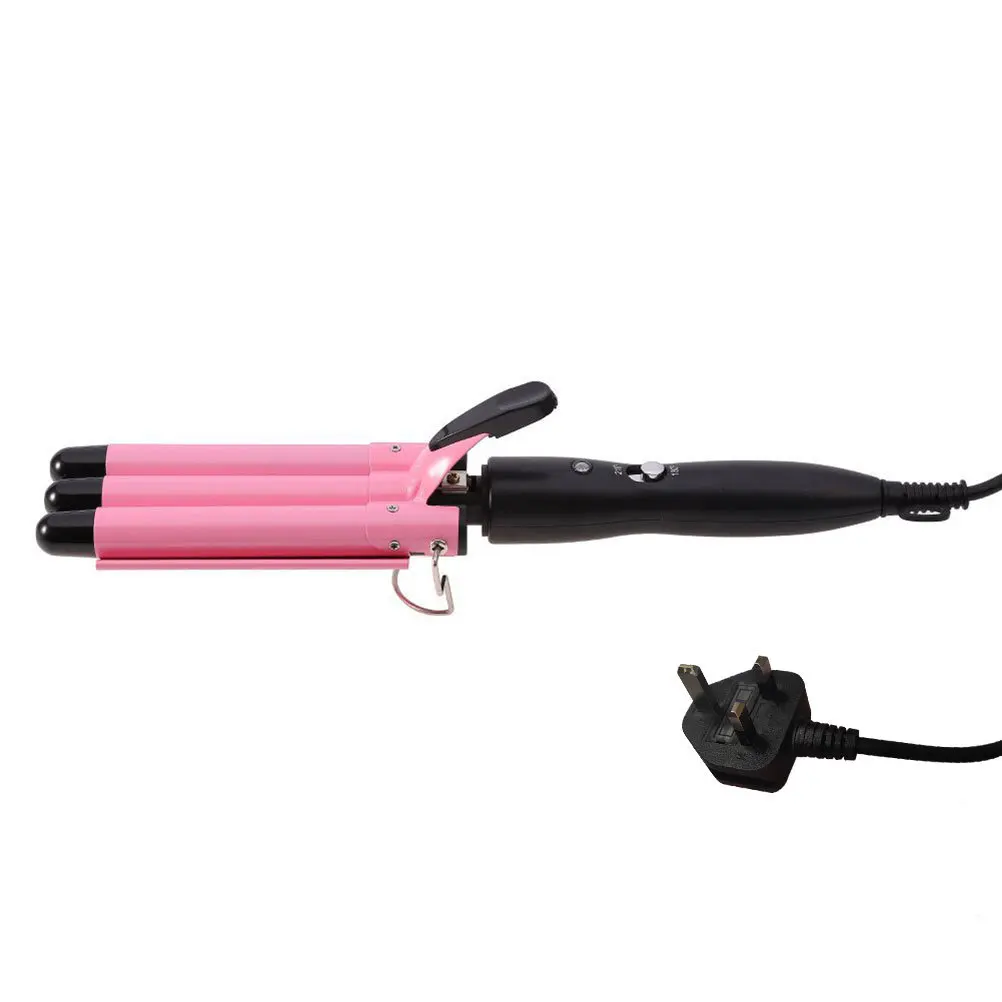 

Hair Curler 22mm Roll Head Thermal Control Three Rods Ptc Fast Heating Anti-Slip Handle Suitable for Salon Home Use Pink Uk