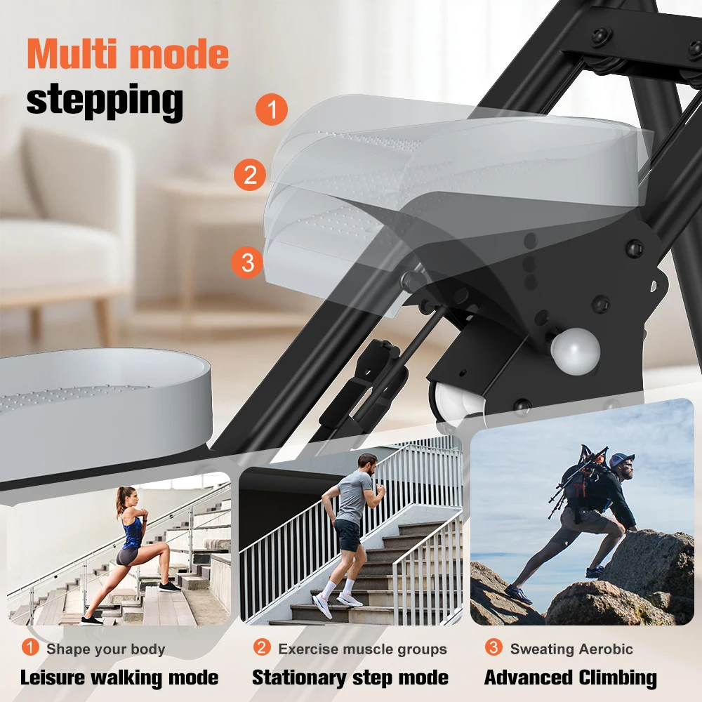 Foldable Stair Climber Stepper Machine with 3-Level Adjustable Handlebar Vertical Climber Exercise Equipment for Home Gym Full Body Cardio Workout with LCD Monitor