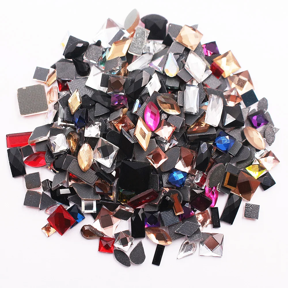 

200pcs Mixed Hot Fix Rhinestones Trim Adhesive Crystals Strass Stones Glass Beads Iron On Rhinestones for Clothes Crafts Gems