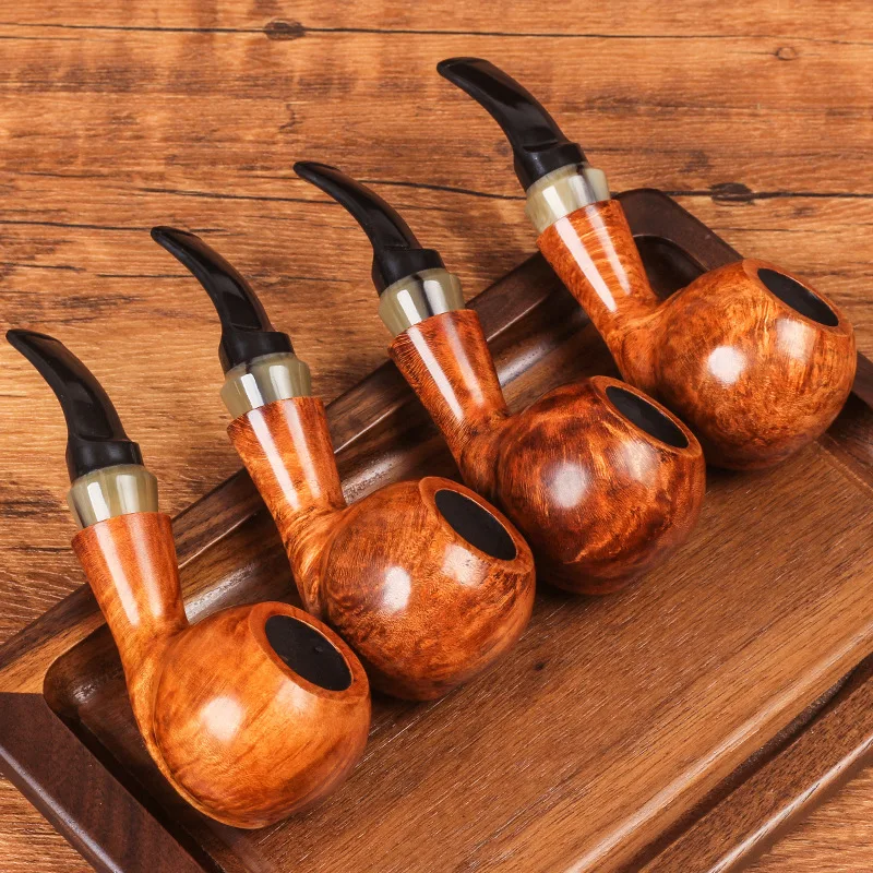 High Quality Tobacco Wood Smoking Pipe Briar Hand-made Pipe Portable Hand Pipe 9MM Activated Carbon Filter Pipe