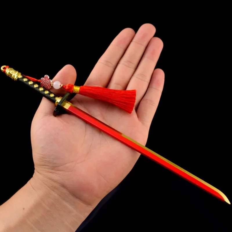 26cm/10.24in Dungeon Game Peripheral Weapon Model Flowing Star Meteorite Toy Knife Leather Cover Metal Handicrafts Gifts Desktop