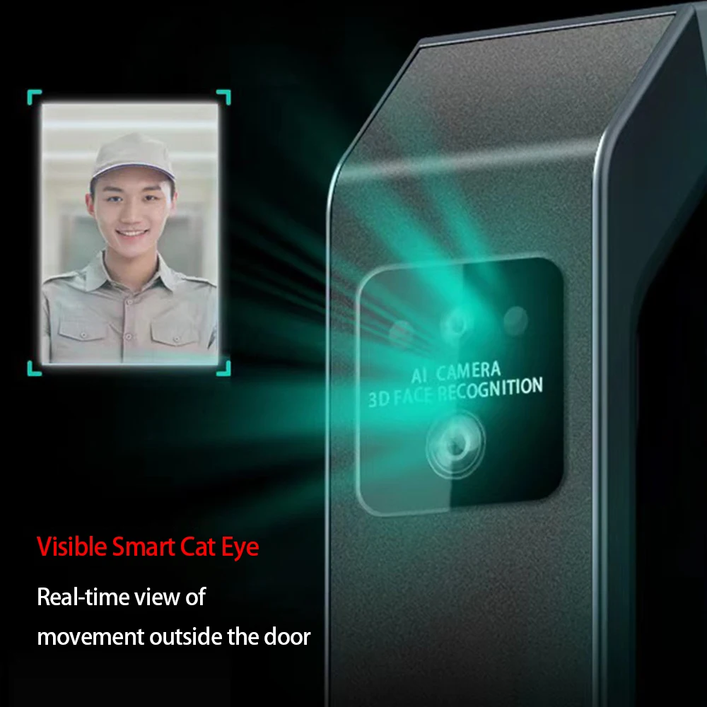 Real Time Video Intercom TUYA WIFI Face Recognition Smart Door Lock With Camera Digital Keyless Smart Lock