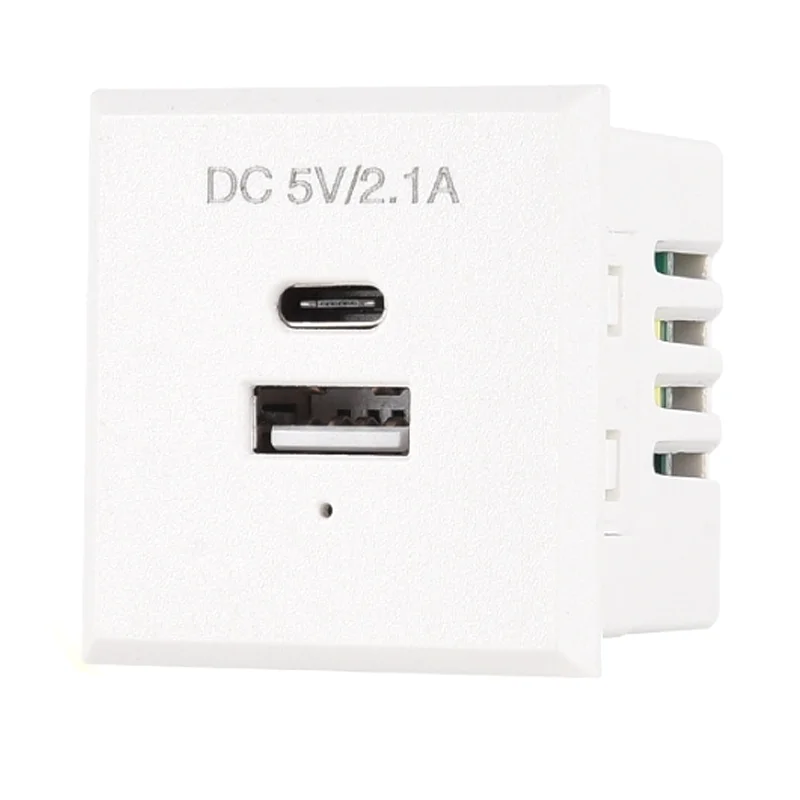 Fonte preto branco 5v 2.1a incorporado dupla usb ac tomada de alimentação usb cartão-tipo de tomada de mesa dc carregamento módulo de tomada de energia