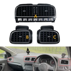 Car Bright Black Central Dashboard For VW Polo 2011 2012 2013 AC Air Outlet Chrome Vent 6RD819728 6RD819703 6RD819704