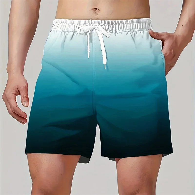 

Мужские шорты с 3D-принтом мультяшных животных и растений, градиентный узор с пальмами, плавки для плавания, летние гавайские пляжные шорты