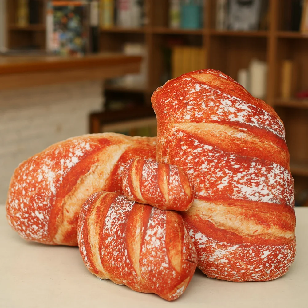 

35Cm Simulation Bread Lumbar Pillow Cotton Stuffed Soft Cushion Zipper Design Removable Cover Home Decor Sofa Back Support Gift