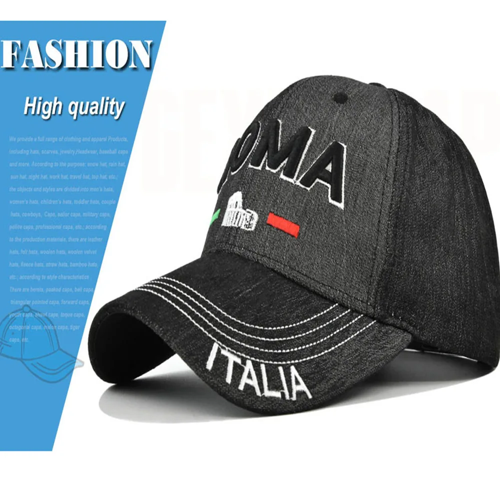 2023 Men Women Letter ROMA Embroidery Baseball Cap Vintage Cotton Adjustable Snapback Breathable Mael Outdoors Fashion Solid Hat