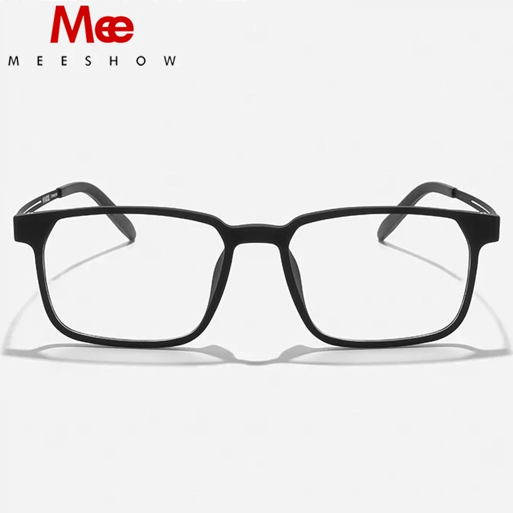 MEESHOW Men Pure Titanium big Glasses Frame Ultra-Light 55mm Comfortable Unisex Eyeglasses Frame TR90 Frames Eyewear Optics